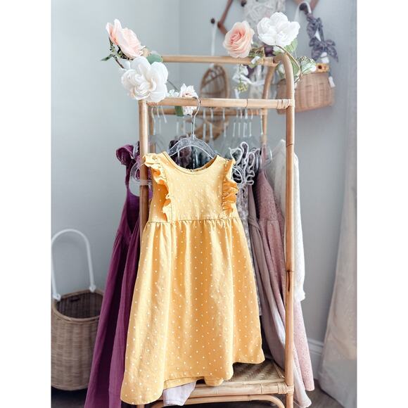 NWT Golden Dotted Flutter Slv Flowy MIDI Dress 4T - Picture 1 of 3